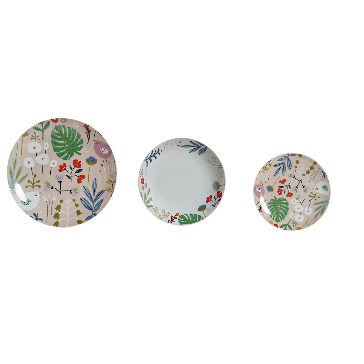 Service de Vaisselle DKD Home Decor Multicouleur Fleurs Porcelaine (18 pcs) - Sapin Belge