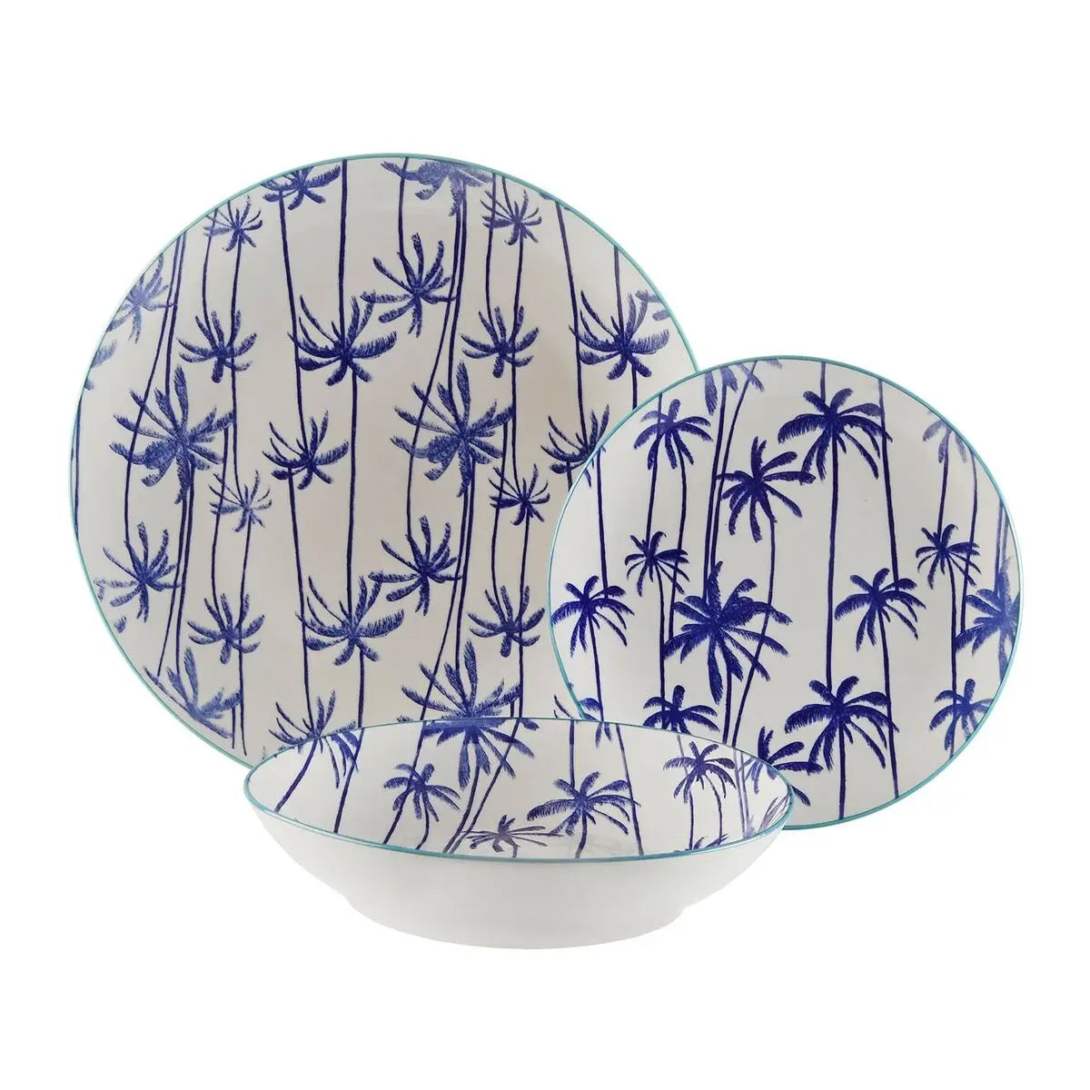 Service de Vaisselle Versa Marina Palmiers Porcelaine 18 Pièces - Sapin Belge