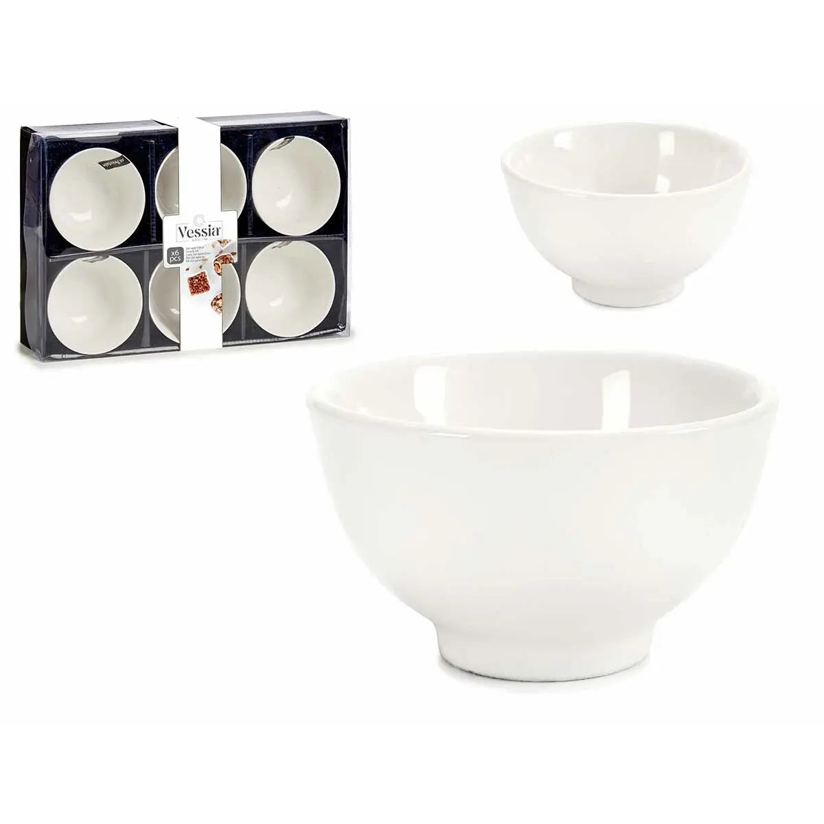 Set de Bols Porcelaine Blanc 150 ml 6 Pièces 11 x 5,5 x 11 cm - Sapin Belge