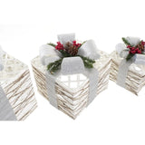 Set de boîtes décoratives DKD Home Decor LED Blanc Argenté 25 x 25 x 28 cm (3 Pièces) - Sapin Belge