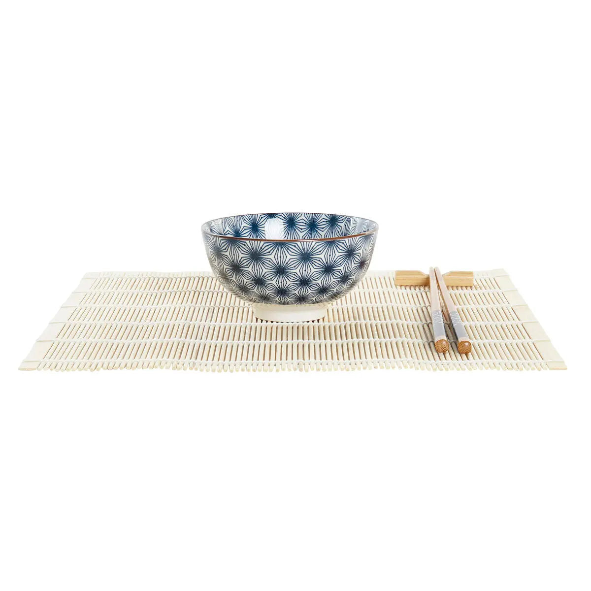 Set de sushi DKD Home Decor 14,5 x 14,5 x 31 cm Bleu Grès Oriental (16 Pièces) - Sapin Belge