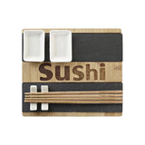 Set de sushi DKD Home Decor Noir Naturel Bambou Ardoise Oriental 25 x 22 x 3 cm - Sapin Belge