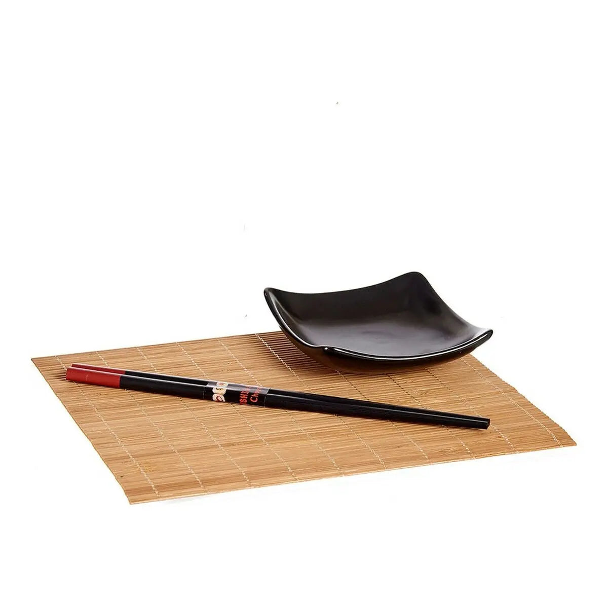 Set de sushi Noir Marron Céramique Bambou (6 pcs) - Sapin Belge