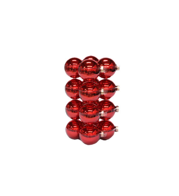 Boules de Noël classiques rouges en verre 8cm - 16 boules