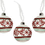 3 Boules verre blanc à paillettes avec motifs 8cm