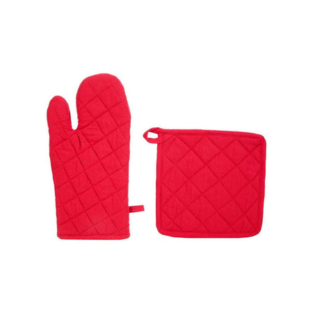 Jeu de maniques et de gants de cuisine Atmosphera Rouge Coton - Sapin Belge