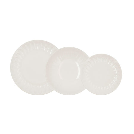 Assietes Bidasoa Romantic Ivory Céramique Blanc 18 Pièces - Sapin Belge