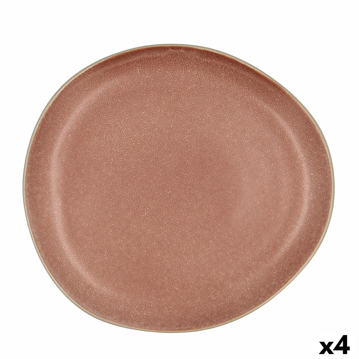 Assiette plate Bidasoa Gio Irrégulier Céramique Marron 26,5 cm (4 Unités) - Sapin Belge