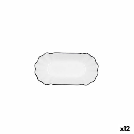 Plateau apéritif Quid Gastro Blanc Noir Céramique 20,5 x 11 x 3,5 cm (12 Unités) - Sapin Belge