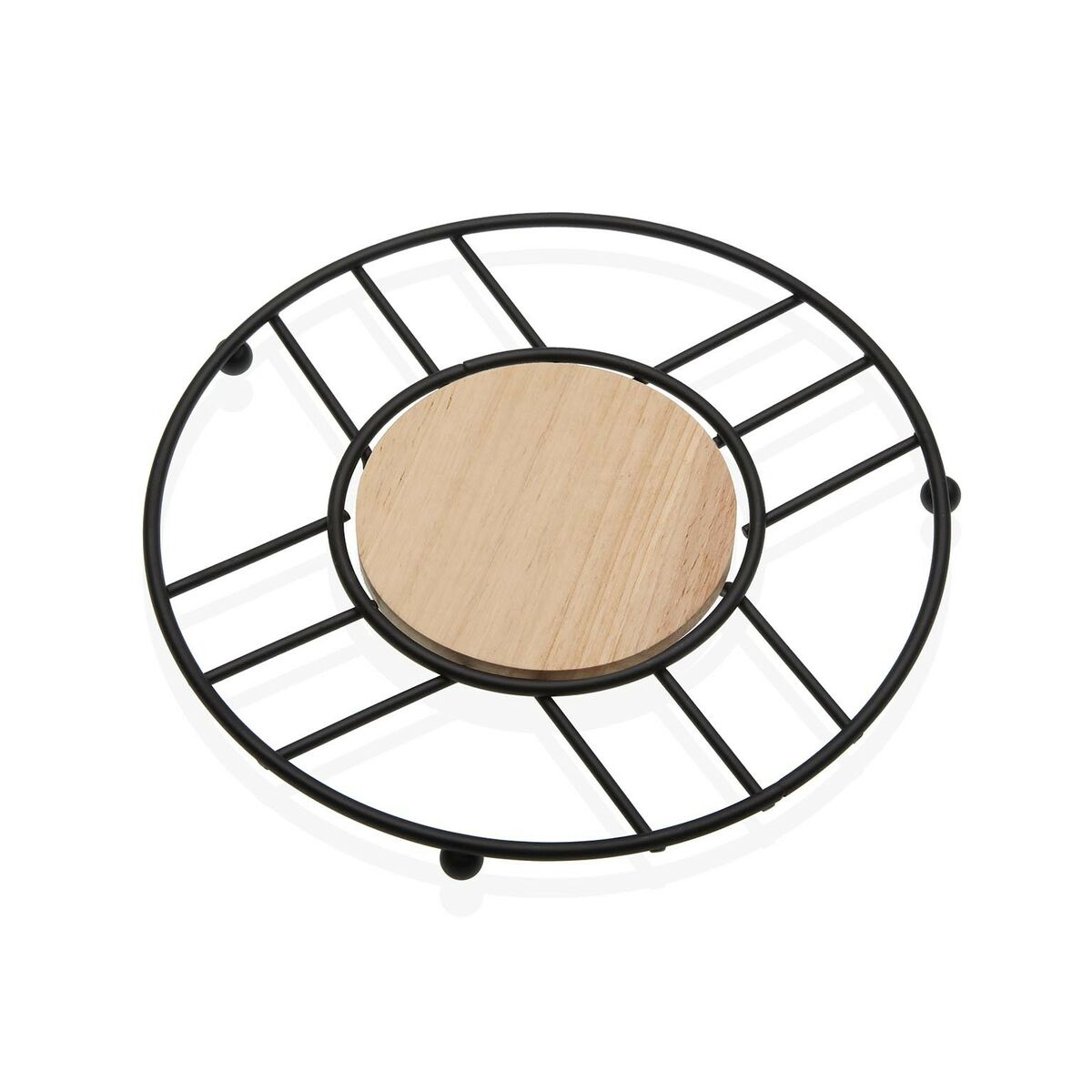Dessous de plat Versa Noir Bois Bois d'hévéa Acier Fer 20 x 1 x 20 cm - Sapin Belge