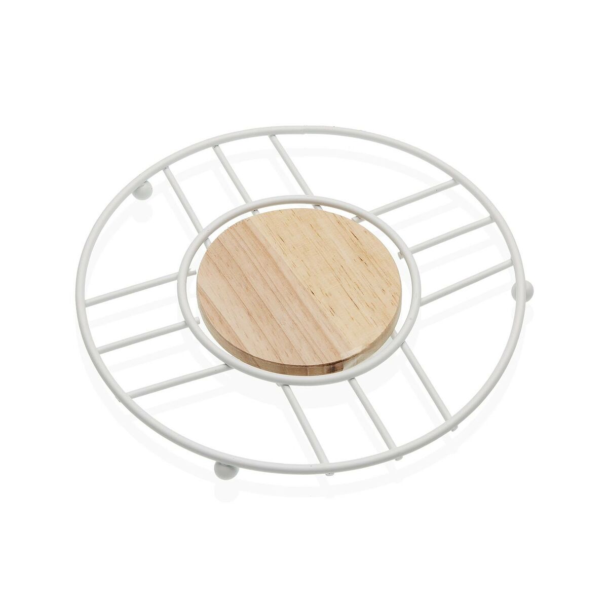 Dessous de plat Versa Blanc Bois Bois d'hévéa Acier Fer 20 x 1 x 20 cm - Sapin Belge