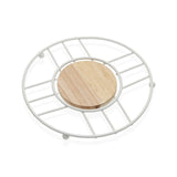 Dessous de plat Versa Blanc Bois Bois d'hévéa Acier Fer 20 x 1 x 20 cm - Sapin Belge