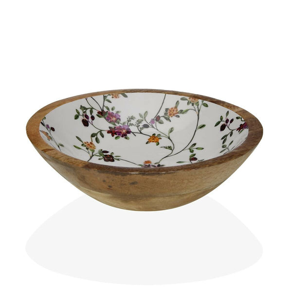 Bol Versa Fleurs Bambou Porcelaine Bois de manguier 24 x 7 x 24 cm - Sapin Belge