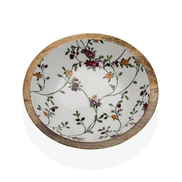 Bol Versa Fleurs Bambou Porcelaine Bois de manguier 24 x 7 x 24 cm - Sapin Belge