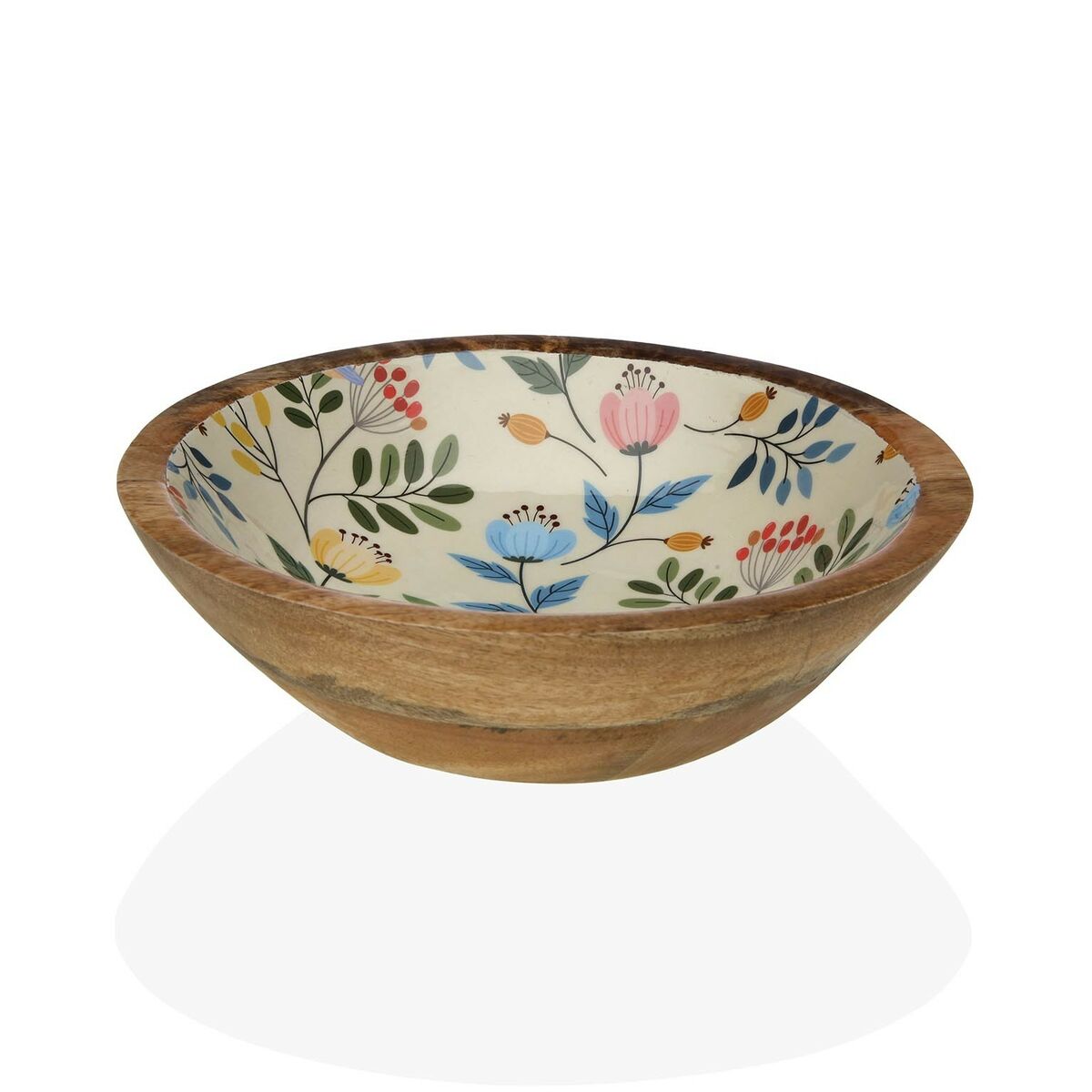 Bol Versa Fleurs Bambou Porcelaine Bois de manguier 24 x 7 x 24 cm - Sapin Belge