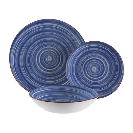 Assietes Versa Artesia 18 Pièces Bleu Porcelaine - Sapin Belge