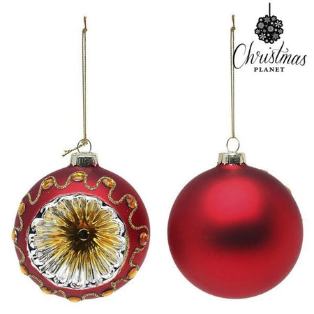 Boules de Noël 8 cm (2 uds) Verre Rouge et Jaune - Sapin Belge