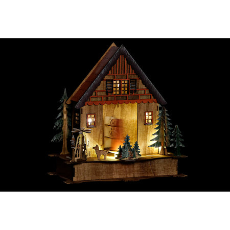 Décorations de Noël DKD Home Decor Maison Vert Orange Naturel Bois 27 x 13,5 x 28 cm (3 Unités) - Sapin Belge