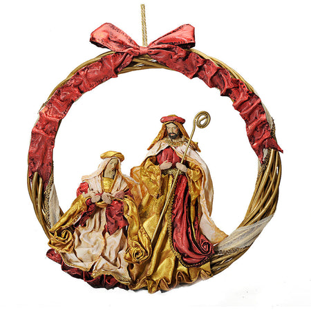 Décorations de Noël DKD Home Decor Rouge Doré Plastique Couronne 50 x 5 x 50 cm - Sapin Belge