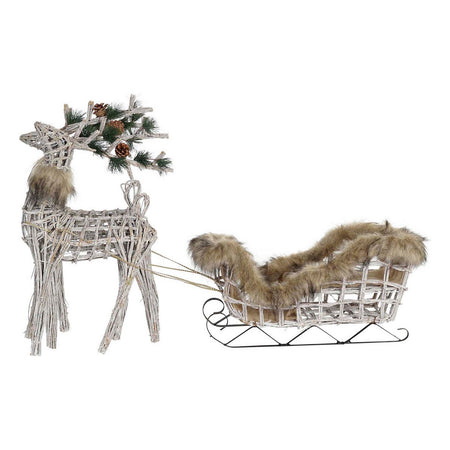Décorations de Noël DKD Home Decor Renne Blanc Marron osier 58 x 30 x 30 cm (3 Pièces) - Sapin Belge