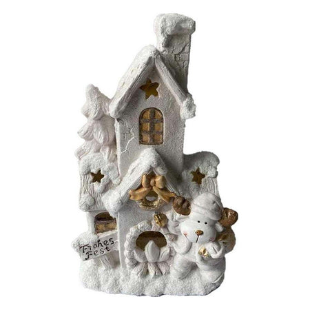 Décorations de Noël DKD Home Decor Maison Blanc Enneigé 32 x 21 x 52 cm - Sapin Belge
