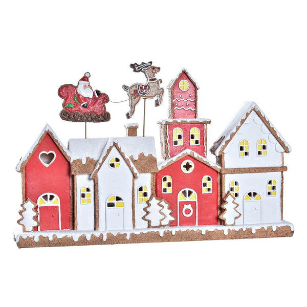 Décorations de Noël DKD Home Decor Maison Blanc Rouge Résine 41 x 7,5 x 27 cm - Sapin Belge