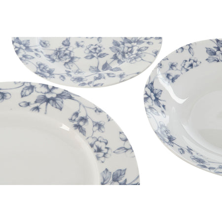 Service de Vaisselle Home ESPRIT Bleu Porcelaine Floral 18 Pièces 27 x 27 x 2 cm - Sapin Belge
