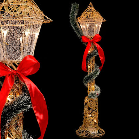 Lanterne à LED Noël Multicouleur Doré Métal 20 x 20 x 90 cm - Sapin Belge
