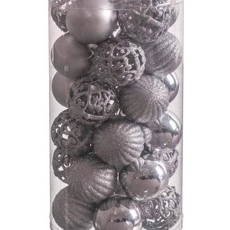 Boules de Noël Argenté Plastique 5 x 5 x 5 cm (30 Unités) - Sapin Belge