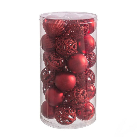 Boules de Noël Rouge Plastique 5 x 5 x 5 cm (30 Unités) - Sapin Belge
