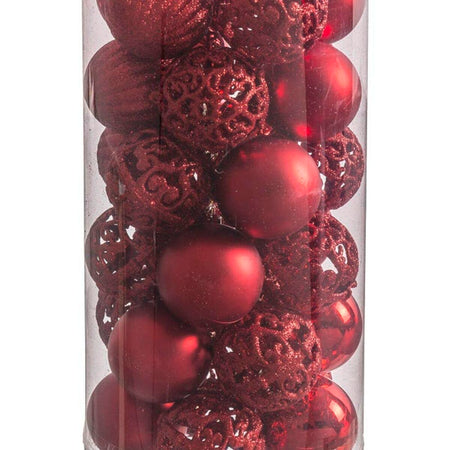 Boules de Noël Rouge Plastique 5 x 5 x 5 cm (30 Unités) - Sapin Belge