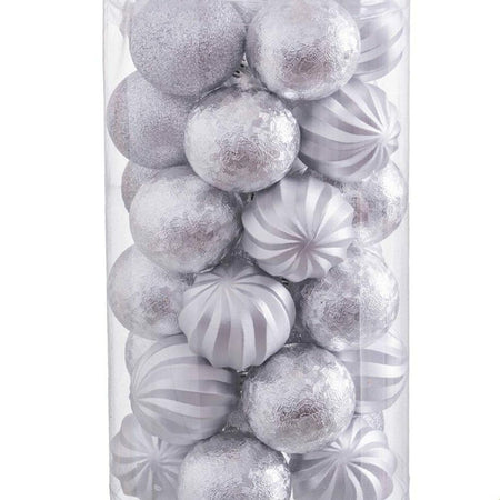 Boules de Noël Argenté Plastique 6 x 6 x 6 cm (30 Unités) - Sapin Belge