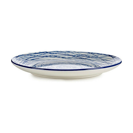 Assiette plate Rayures Porcelaine Bleu Blanc 24 x 2,8 x 24 cm - Sapin Belge
