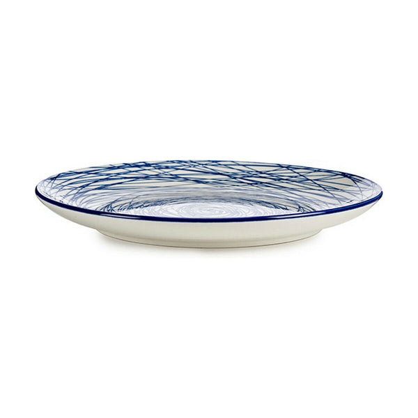 Assiette plate Rayures Porcelaine Bleu Blanc 24 x 2,8 x 24 cm - Sapin Belge