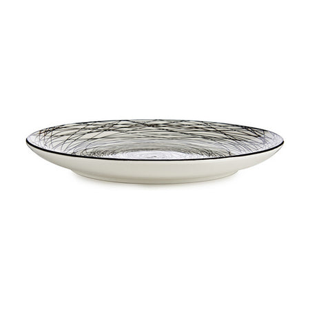 Assiette plate Rayures Porcelaine Noir Blanc 24 x 2,8 x 24 cm - Sapin Belge