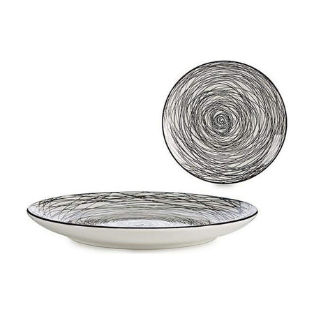 Assiette plate Rayures Porcelaine Noir Blanc 24 x 2,8 x 24 cm - Sapin Belge