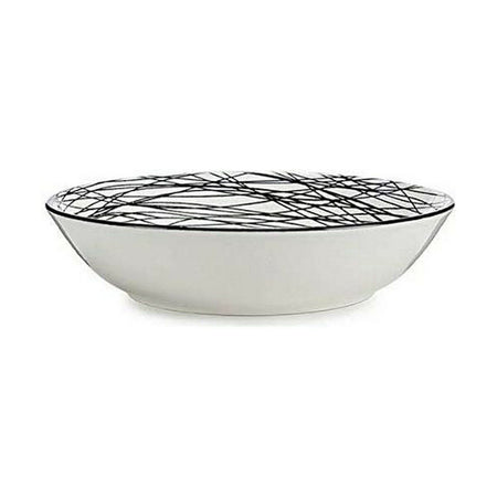 Assiette creuse Rayures Porcelaine Noir Blanc 20 x 4,7 x 20 cm - Sapin Belge