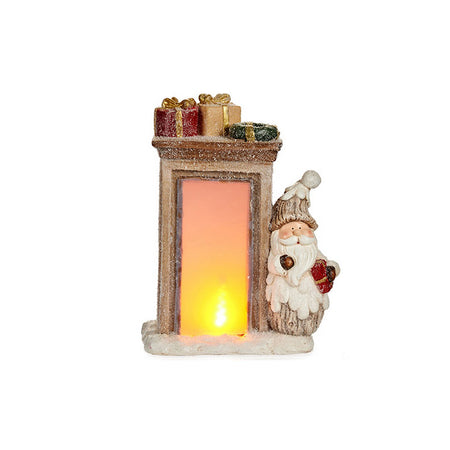 Figurine Décorative Père Noël Lumière LED 20 x 45 x 32 cm Céramique Marron Blanc - Sapin Belge