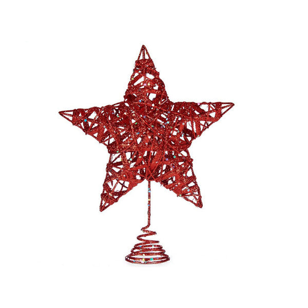Étoile de Noël Rouge Acier Plastique - Sapin Belge