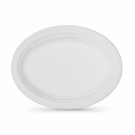 Lot d'assiettes réutilisables Algon Blanc Plastique Oblongue 27 x 21 x 2 cm (36 Unités) - Sapin Belge