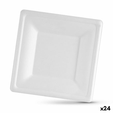 Service de vaisselle Algon Produits à usage unique Blanc Canne à sucre Carré 20 cm (24 Unités) - Sapin Belge