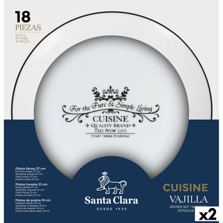 Assietes Santa Clara Cuisine 18 Pièces Porcelaine Ronde (2 Unités) - Sapin Belge