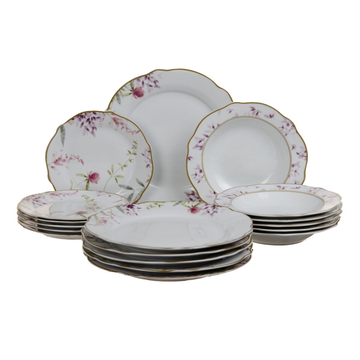 Assietes Porcelaine 18 Pièces - Sapin Belge