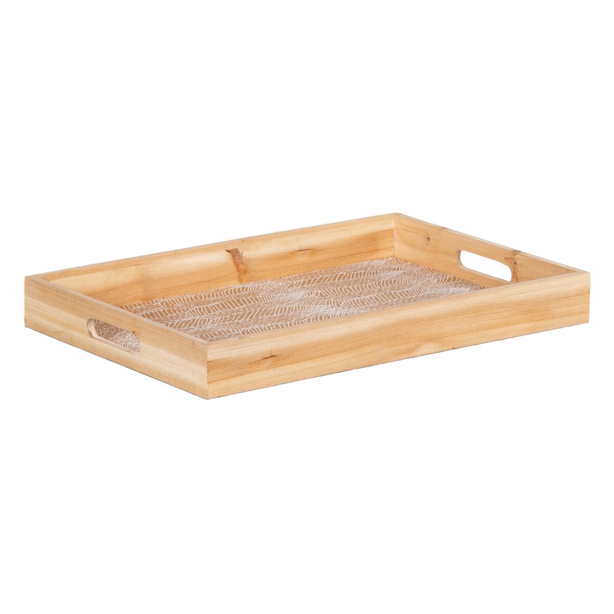 Plateau apéritif 45 x 31 x 5 cm Volets Naturel Bois Rotin 3 Pièces - Sapin Belge