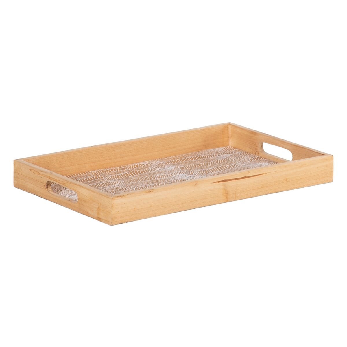 Plateau apéritif 45 x 31 x 5 cm Volets Naturel Bois Rotin 3 Pièces - Sapin Belge