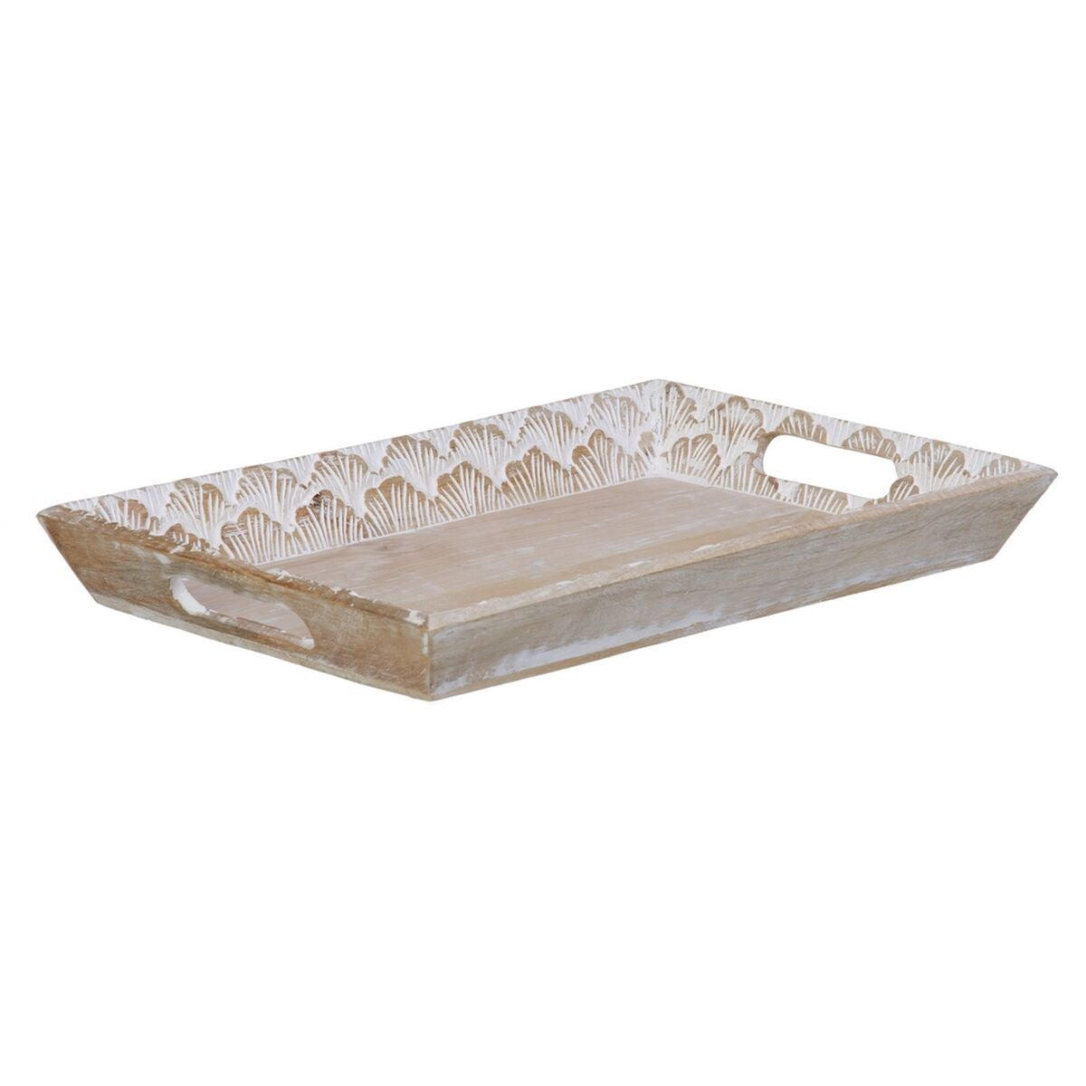 Plateau apéritif 45,5 x 30,5 x 5,5 cm Blanc Bois de manguier (2 Unités) - Sapin Belge