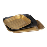 Plateau apéritif 32 x 25,5 x 3 cm Noir Doré Aluminium 3 Pièces - Sapin Belge