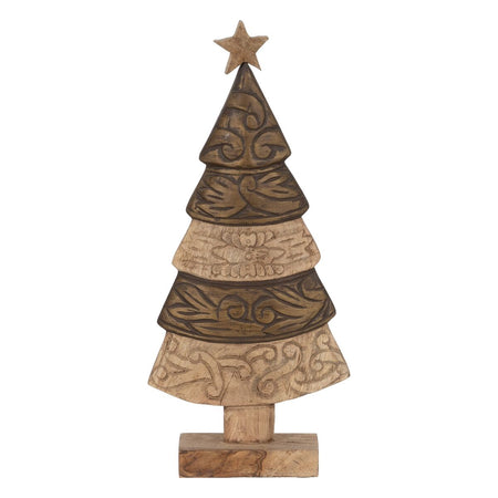 Décorations de Noël Marron Bois de manguier Sapin de Noël 23,5 x 9 x 50 cm - Sapin Belge