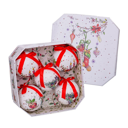 Boules de Noël Blanc Multicouleur Papier Polyfoam Chaussettes 7,5 x 7,5 x 7,5 cm (5 Unités) - Sapin Belge