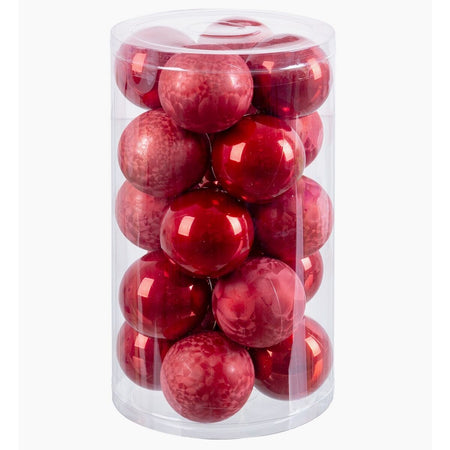 Boules de Noël Rouge Plastique 6 x 6 x 6 cm (20 Unités) - Sapin Belge